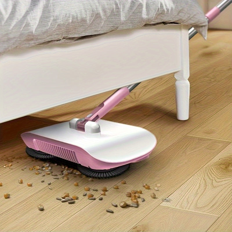 Hand-Push Floor Sweeper with Dustbin – All-in-One Manual Broom & Dustpan Set, No Power Needed, Lightweight Household Cleaning Machine for Hardwood, Tile & Laminate Floors, Lazy-Friendly Design