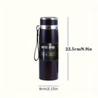 316 Stainless Steel Insulated Water Bottle 800ml/27oz with Carrying Sling - Keeps Cold 24 Hrs & Hot 10 Hrs, Portable Travel Bottle for Camping Hiking Driving, Gradient Blue Red Steel