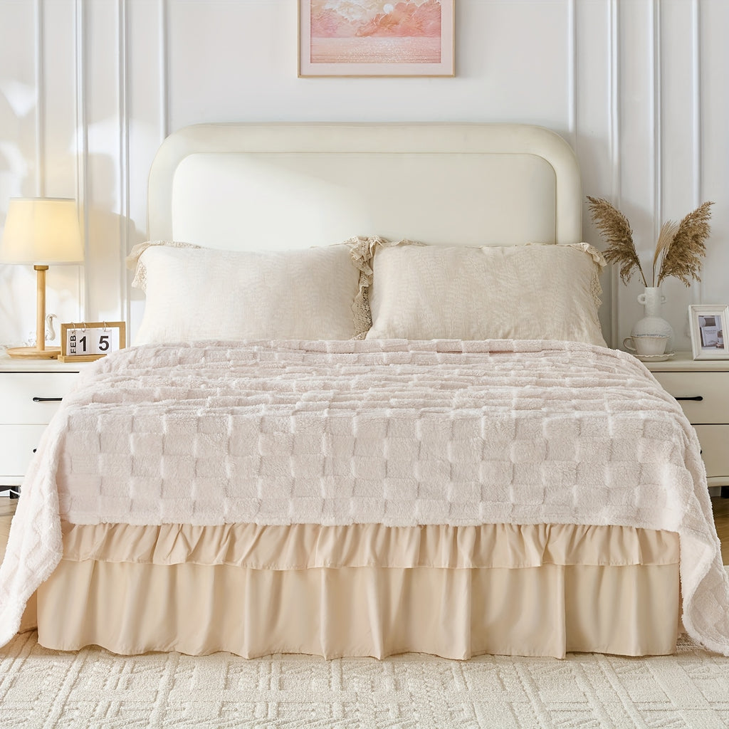 Dust Ruffle Bed Skirt 16 Inch Drop Elastic Wrap Around – Double Ruffle Easy Install Machine Washable, Twin Full Queen King CK, 10 Colors