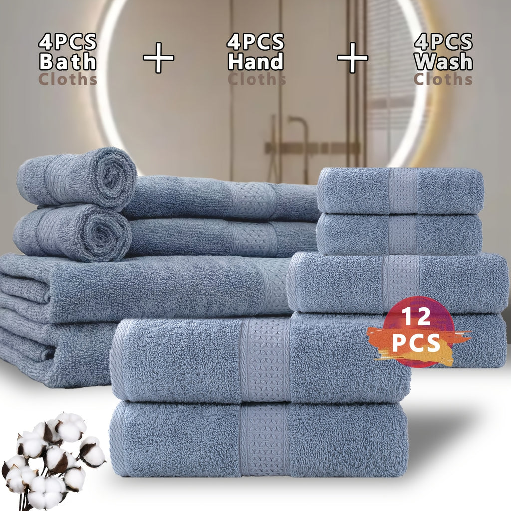 100% Cotton Bath Towel Set 12 & 24 Piece – 450 GSM Soft Absorbent Towels with Bath Towels, Hand Towels & Washcloths | Spa Quality for Home, Travel & Gifts