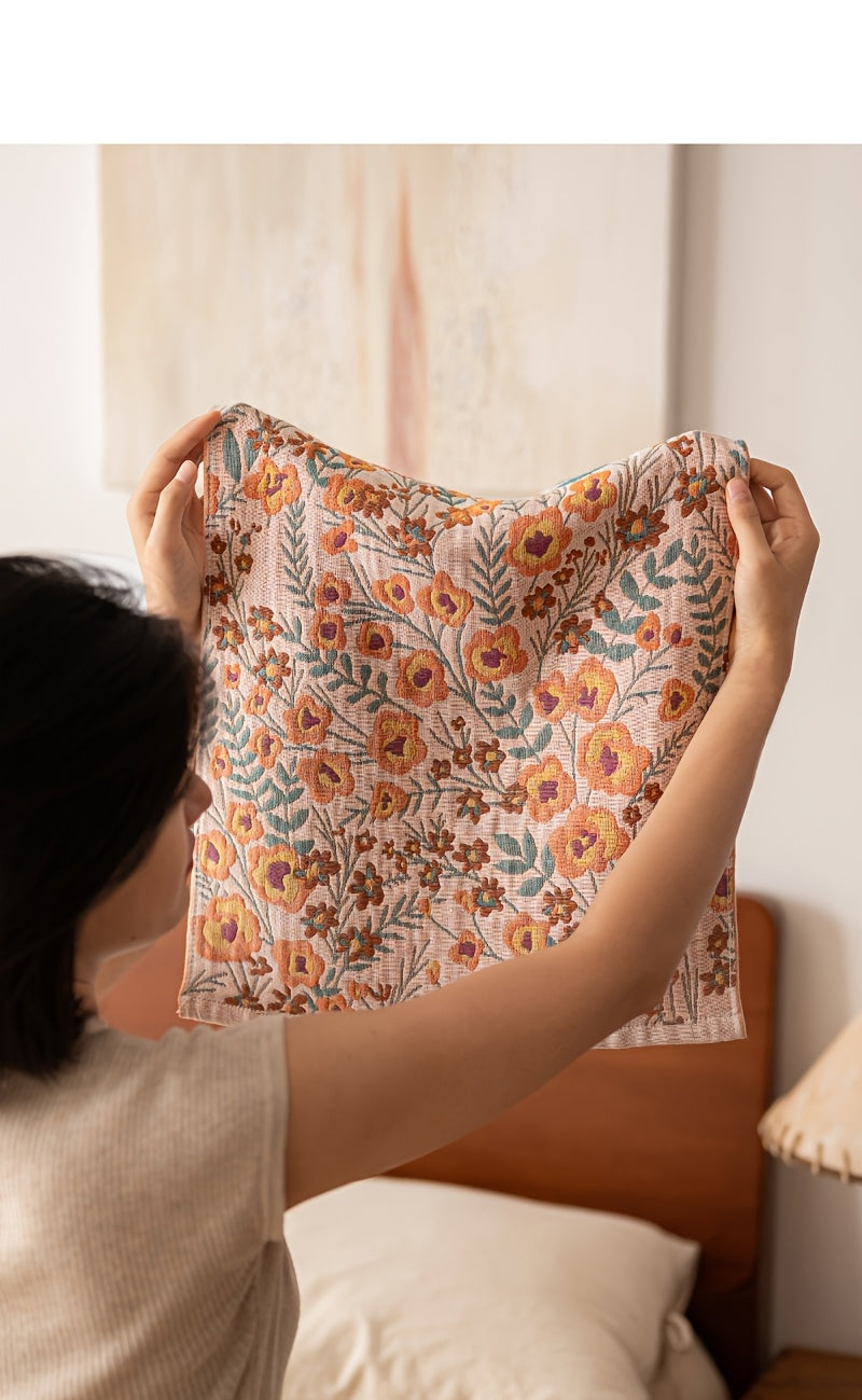 Four-Layer Gauze Jacquard Hand Towel & Kitchen Towel Set Thickened Soft Absorbent Quick Dry - Floral Pastoral Style Multi-Function 4 Designs | Nuvia Haven