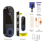 1080P Video Doorbell Camera Wireless – Intelligent Body Detection, Two-Way Audio, Infrared Night Vision, Cloud Storage, Real-Time View, 5200mAh Battery, Black Linen
