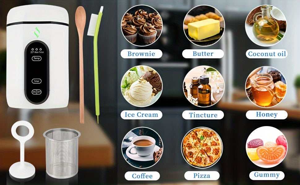 Elemax Decarboxylator — Herb Decarbing & Infusing Machine with Central Heating, 3 Temperature Settings for Butter, Oil & Tinctures, Odor-Sealed, 250ml Capacity, White