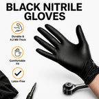 300 Pcs Black Nitrile Disposable Gloves Thickened High-Density S M L XL for Kitchen Cleaning Tattoo Beauty Salon