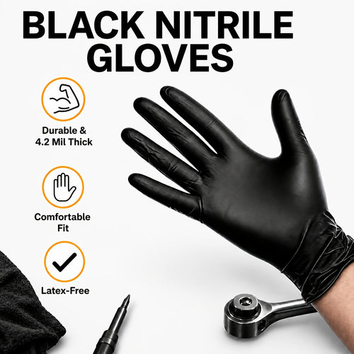 300 Pcs Black Nitrile Disposable Gloves Thickened High-Density S M L XL for Kitchen Cleaning Tattoo Beauty Salon