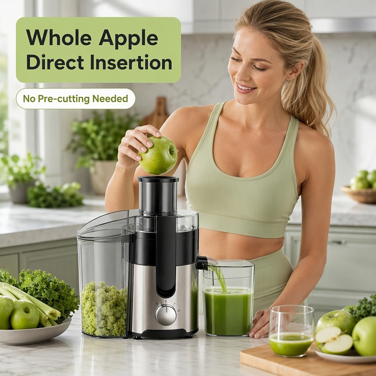 Centrifugal Juicer Juice Extractor with Pulp Separation, 3-Inch Wide-Mouth Feed Chute, 3-Speed Settings, Detachable Easy-Clean Parts, High Juice Yield – Ideal for Fruits & Vegetables, Family Juicing