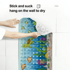 Non-Slip Bathtub Mat with Suction Cups & Drain Holes – PVC Shower Mat 40x16, Cushioned, Machine Washable, Fun Ocean Designs for Kids & Adults