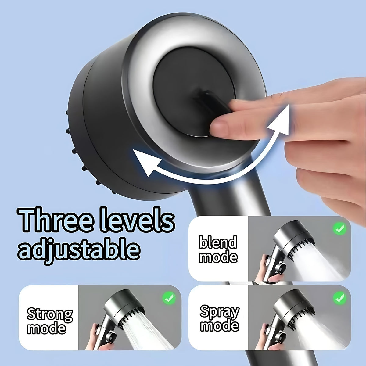 Filtered Shower Head and Hose Set 9-Piece with 3-Stage Filter, High-Pressure Rainfall & Handheld Combo, 3 Spray Settings, Wall-Mounted, 59-Inch Hose – Includes 5 Replacement Filters