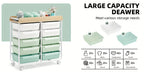 10-Tier Rolling Storage Cart with Drawers and Tabletop Portable Utility Organizer for Home Office Classroom Art Supplies Crafts Cosmetics Green White Rainbow