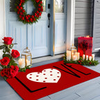 Heart-Shaped Welcome Door Mat Non-Slip Rubber Sole Entrance Bathroom Kitchen Bedroom Floor Mat Mothers Day Fathers Day Wedding Gift
