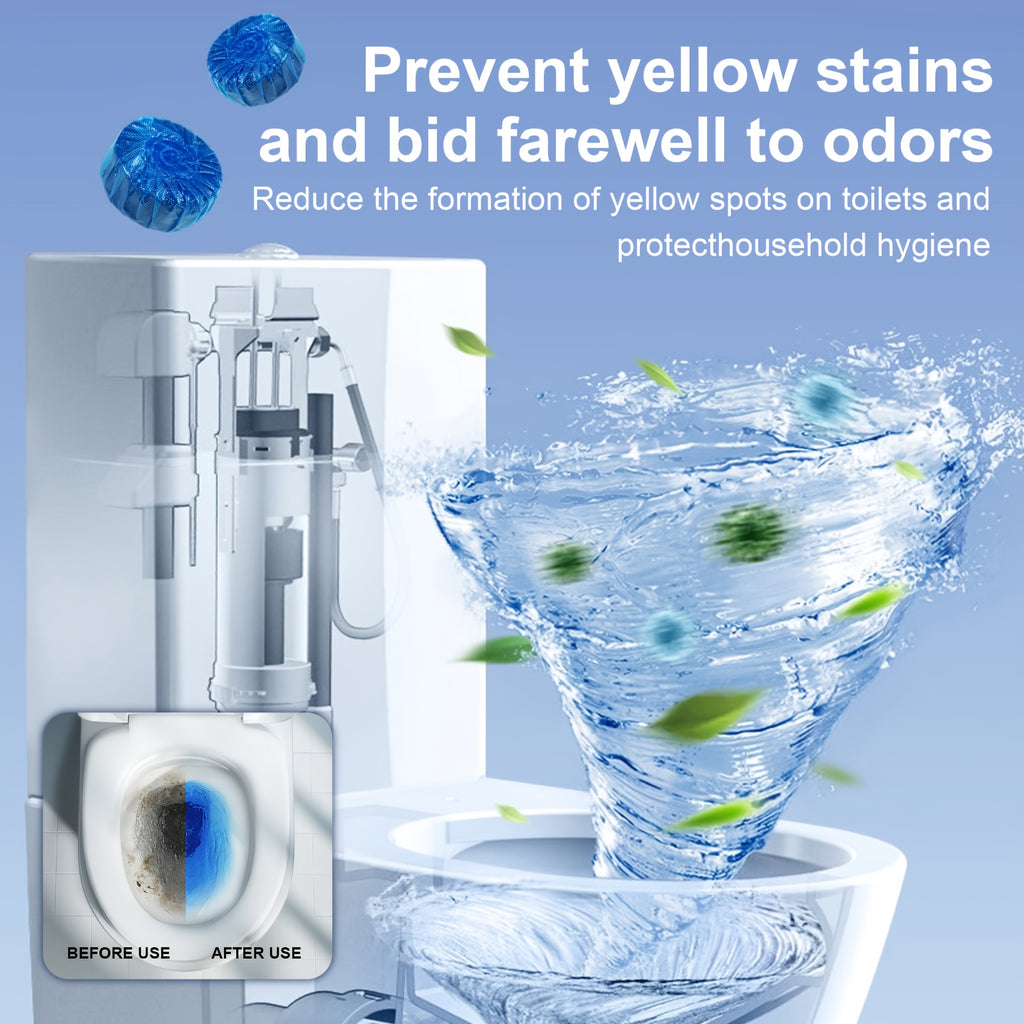 Toilet Bowl Cleaner Tablets Automatic – 12 / 24 / 32 Count Blue Blocks, Low Odor, Stain Removing & Long-Lasting Deodorant for Home & RV