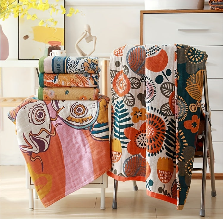 Printed Cotton Bath Towel 31x63 Inch - Soft Quick-Dry Absorbent 100% Cotton Towel, No Pilling No Shedding, Boho Patterns for Home and Beach Use