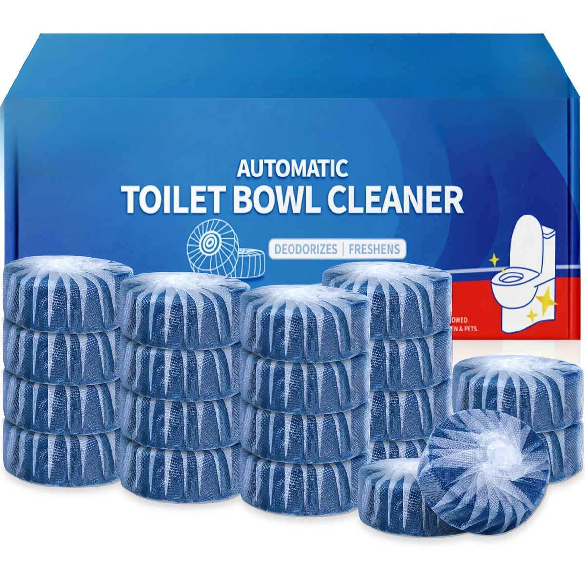 Blue Toilet Bowl Cleaner Tablets 80-Pack – Automatic In-Tank Deodorizer, Long-Lasting Stain Remover, Low Odor, Safe for Plastic Surfaces, Keeps Toilet Fresh & Hygienic