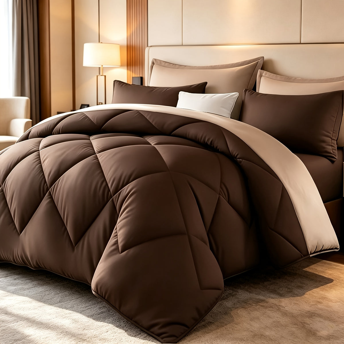 Diamond Pattern Quilt Bedding Set with Pillowcases 2/3 Piece – Soft Breathable Lightweight Comforter Twin Queen King 30+ Colors