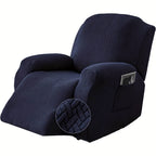 Recliner Sofa Cover 4pcs Set Jacquard Velvet High Elastic with Pocket – Removable Washable Chair & Sofa Protection Cover for Home Hotel, 7 Colors