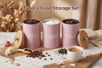 Airtight Coffee Canisters Set of 3 with CO2 Valve - Stainless Steel Coffee Container with Bamboo Lid, Espresso Bean & Ground Coffee Storage, Kitchen Barista Organizer Canisters