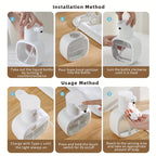Automatic Foam Soap Dispenser Touchless USB Rechargeable - Wall-Mountable Hands-Free Soap Pump with Adjustable Foam Output for Bathroom, Kitchen & Pet Bathing, Works with Liquid Soap, Body Wash & Dish Detergent - White & Black