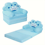 Flip Open Kids Sofa with Princess Crown Design – 2-in-1 Foldable Couch & Lounger Chair, Machine Washable Plush Cover, Certified Safe Foam, Dreamy Reading Nook Gift for Girls