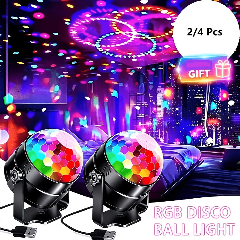 Party Lights with Remote Control, Disco Ball Strobe DJ Light for Dance Parties, Birthday Decorations & Home Room – Music Sync LED Effect – 2 or 4 Pack