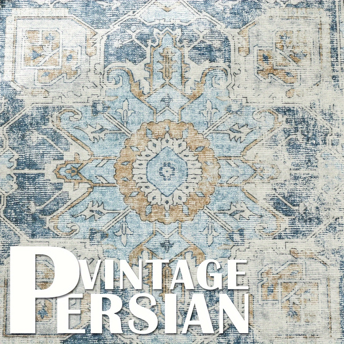 Washable Vintage Area Rug - Chenille Retro Distressed Multi-Print Foldable Lightweight Accent Rug for Entryway Bathroom Kitchen Living Room and Bedroom