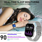 Large Screen Smartwatch with HD Voice Call, Multiple Sports Modes, Sleep Detection & Customizable Watch Faces – Compatible with Android & iPhone, Silicone Band