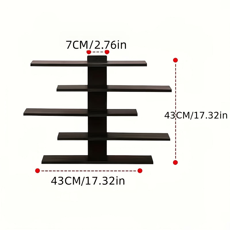 5-Tier Floating Wall Shelves Adjustable Display Rack – Modern Fiberboard Collectible Shelf for Action Figures, Building Blocks, Dolls & Statues, Decorative Storage Unit for Home & Office