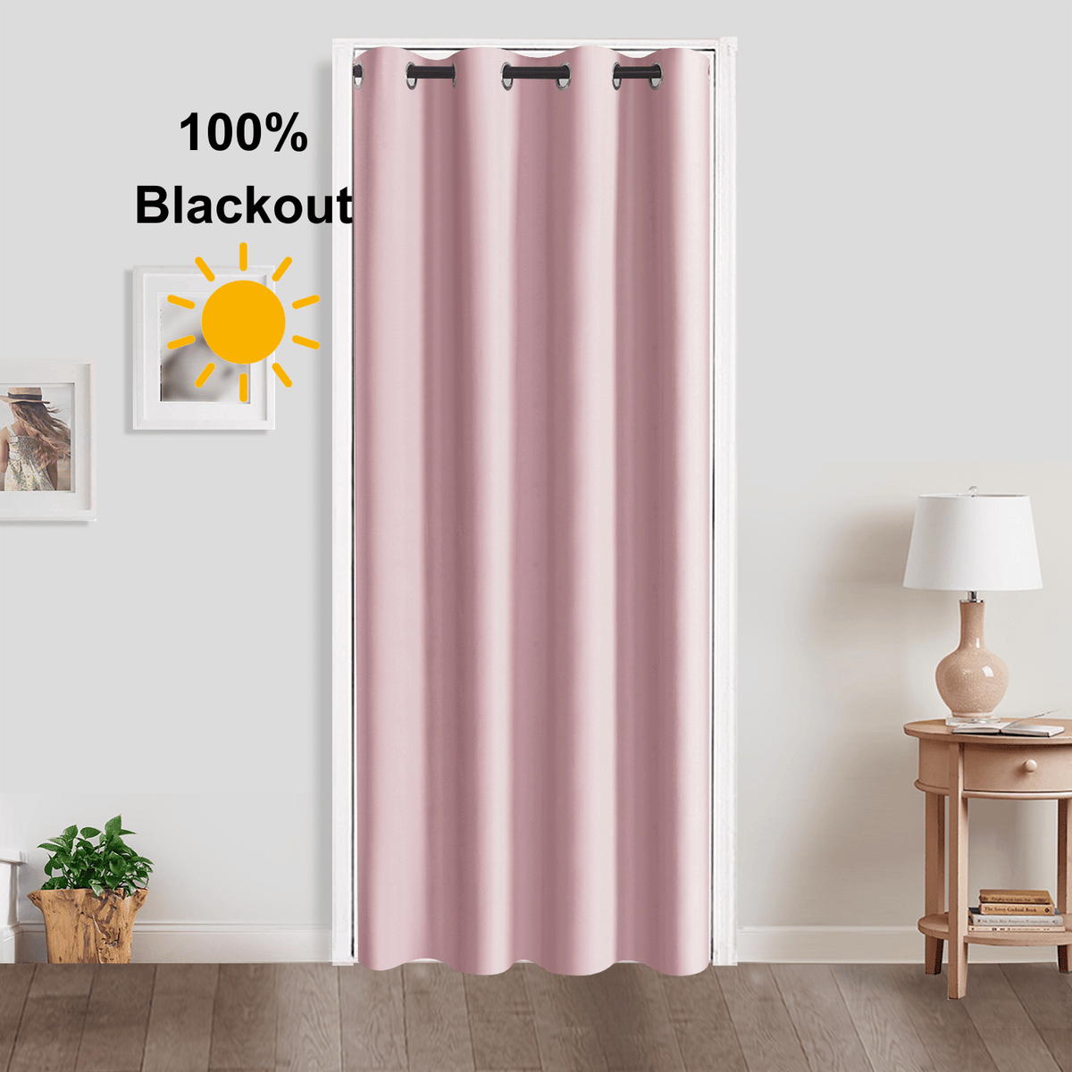 Blackout Door Curtain Single Panel Grommet 39x78 Thermal Insulated Noise Reducing – 100% Light Blocking, 6 Colors, Energy Efficient Window Drape