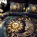 Celestial Sun Moon Duvet Cover Set 3 Piece - Soft Breathable Galaxy Planet Print Bedding Twin Full Queen King Dorm Bedroom No Insert
