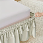 Dust Ruffle Bed Skirt 16 Inch Drop Elastic Wrap Around – Double Ruffle Easy Install Machine Washable, Twin Full Queen King CK, 10 Colors