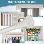 Tension Curtain Rod Adjustable 51-148 Inch No Drill Heavy Duty – Extra Long Spring Pressure Rod for Bathroom Shower Window Patio, White
