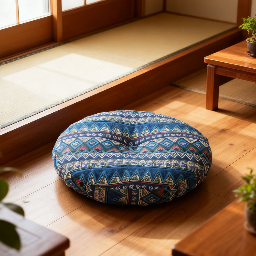 Round Seat Cushion 40x40cm 15cm Thick Firm Futon Meditation Mat Removable Linen Cover Chair Pad for Office Dining Chair Home Decor All Seasons Christmas