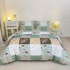 Green Floral Duvet Cover Set 3-Piece – Machine Washable Polyester with Zip Closure & 2 Pillowcases | Twin, Full, Queen, King