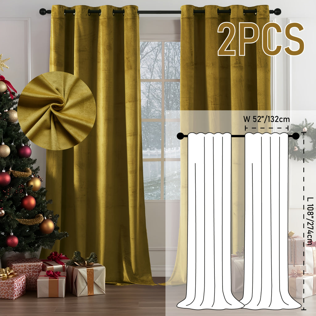 Luxury Velvet Blackout Curtains (Set of 2) | Thermal Insulated, Noise Reducing | Living Room & Bedroom