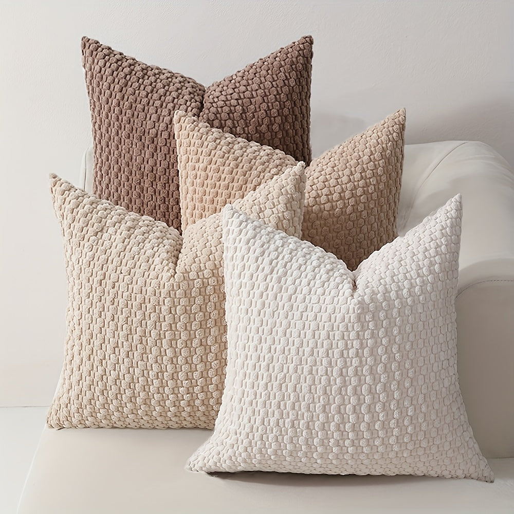 Velvet Cushion Covers – Set of 4 Soft Double-Sided Modern Throw Pillow Covers for Sofa, Couch, Bed & Chair, Machine Washable Decorative Pillowcases for Living Room & Bedroom