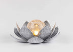 Solar Lotus Flower Garden Light with Cracked Glass Globe & LED Beads, Waterproof Outdoor Stake Light for Patio, Lawn, Steps & Yard, Auto Dusk-to-Dawn, Black White Solar Decorative Landscape Light