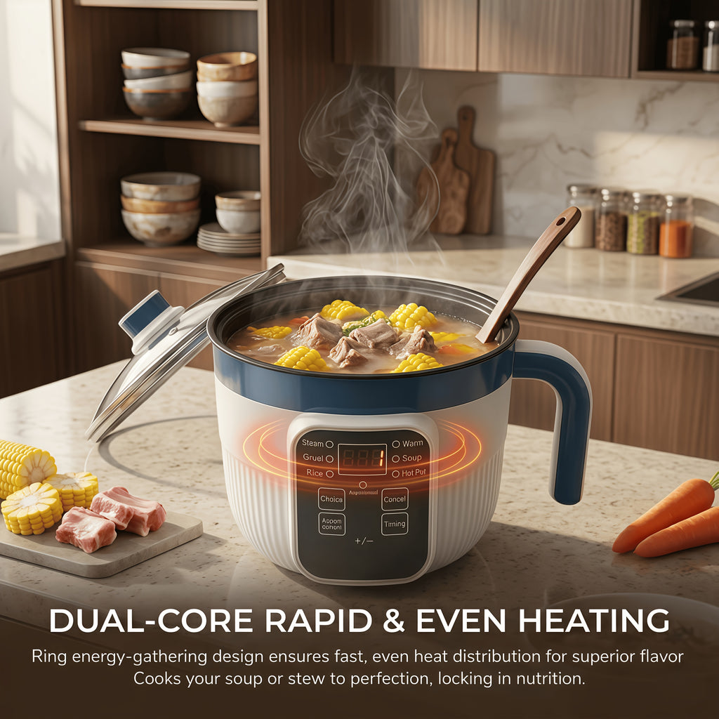 Electric Rice Cooker 6-Cup 6-in-1 with Auto Keep-Warm, 6 Cooking Modes – Rice, Soup, Pasta, Steak & More, Optional Steaming Rack