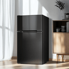 Compact Mini Fridge with Freezer 3.1 Cu Ft, 2-Door Small Refrigerator with Adjustable Glass Shelves for Bedroom, Office, Dorm, Kitchen & Apartment – Black or White