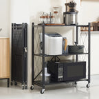 3-5 Tier Rolling Storage Rack with Wheels – Foldable Metal Shelving Unit for Home, Office & Kitchen Organization