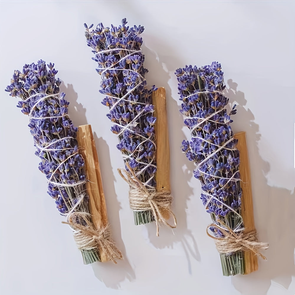 Lavender & Palo Santo Bundled Sticks Set Handmade Aromatherapy Home Fragrance Decor 4pcs – Natural Incense Bundle Holiday Gift for Home Relaxation & Air Purifying