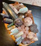 Crystal Gift Box Set 450g Raw Agate Stones & Gemstone Carvings Collection, Mixed Natural Crystals for Home Office Decoration, Healing Crystals Display, Holiday & Birthday Gift