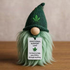 Emotional Support Weed Dwarf Mini Figurine with Encouragement Card – Funny Handmade Fabric Tabletop Decor Novelty Gift for Home Office Desk