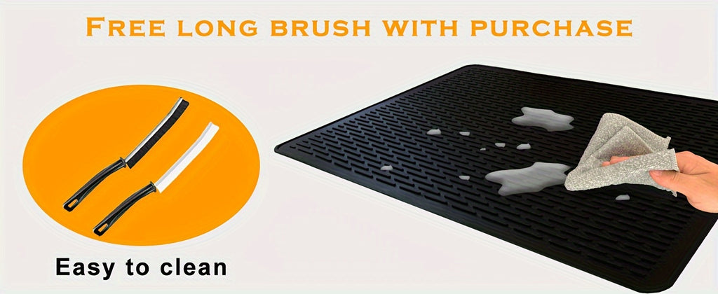 Silicone Stove Top Cover & Dish Drying Mat - 28x20 Inch, Heat Resistant to 450°F, Fits Electric & Glass Stovetops, Black