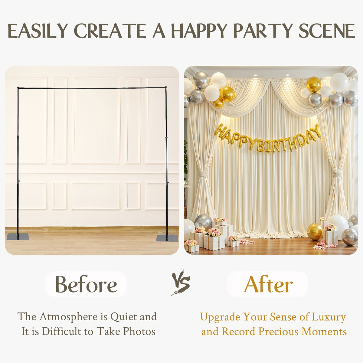Photo Backdrop 4-Pack Taffeta Draping Background Cloth 5×10 Ft – Opaque Reusable Rod Pocket Panel for Weddings, Birthdays, Baby Showers & Photo Studios | 16 Colors