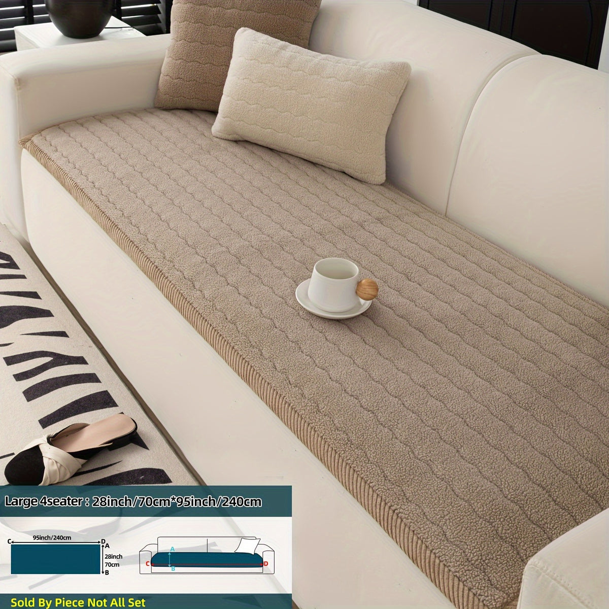 Plaid Sofa Protector Thickened Non-Slip Machine Washable Stretchable Pet Friendly - Sofa Cover for Living Room Bedroom Office Loveseat 4 Seater 6 Colors
