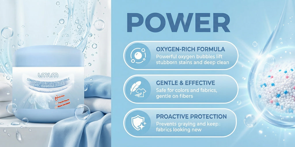 Oxygen Bubble Concentrated Detergent Powder 14.1oz Deep Clean Whitening White Clothes Color Boost HE Safe Septic Safe Laundry Powder for All Washing Machines