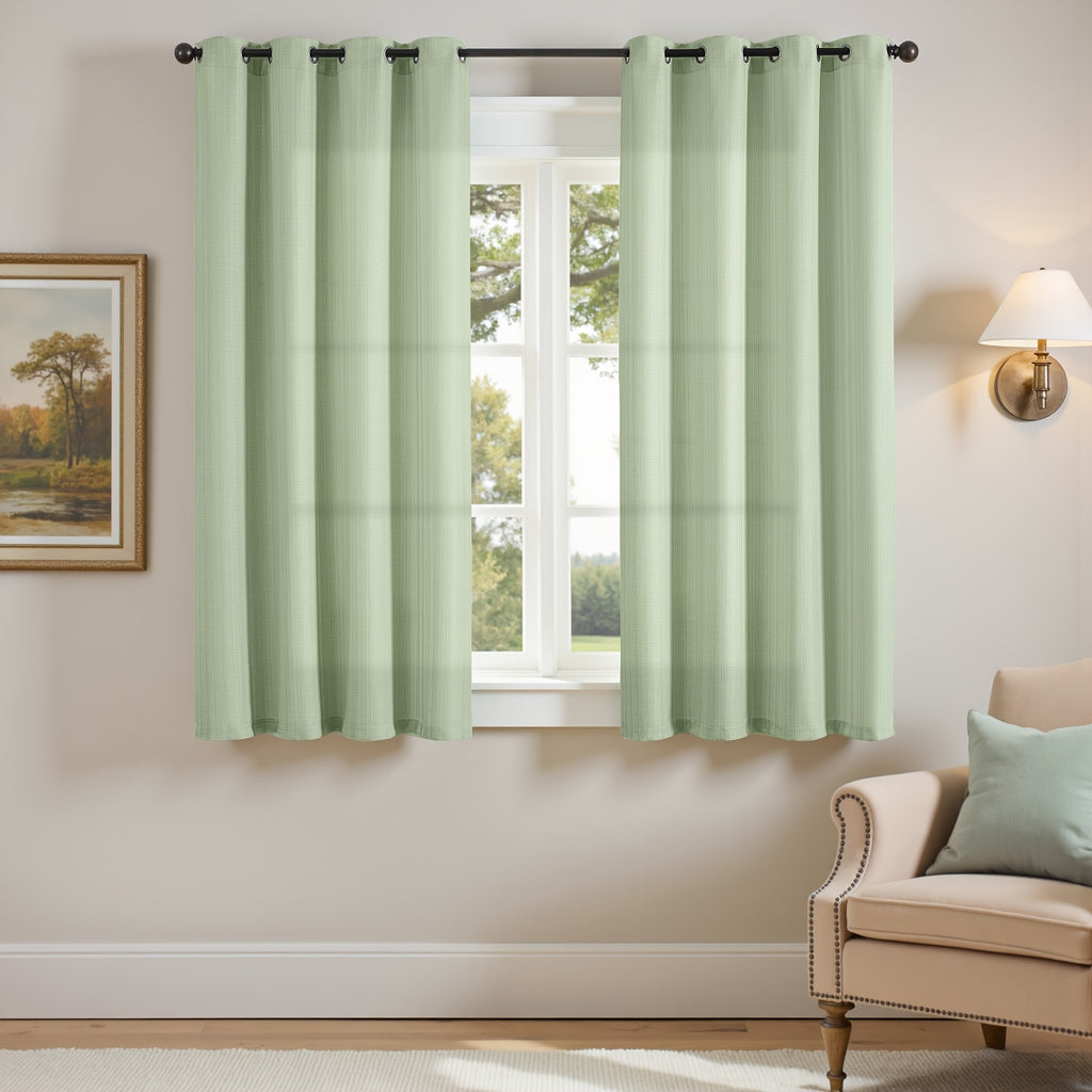 100% Blackout Curtains - 4 Panel Set, Boho Rustic Textured Grommet Drapes for Living Room & Bedroom, Privacy & Room Darkening, 4 Colors