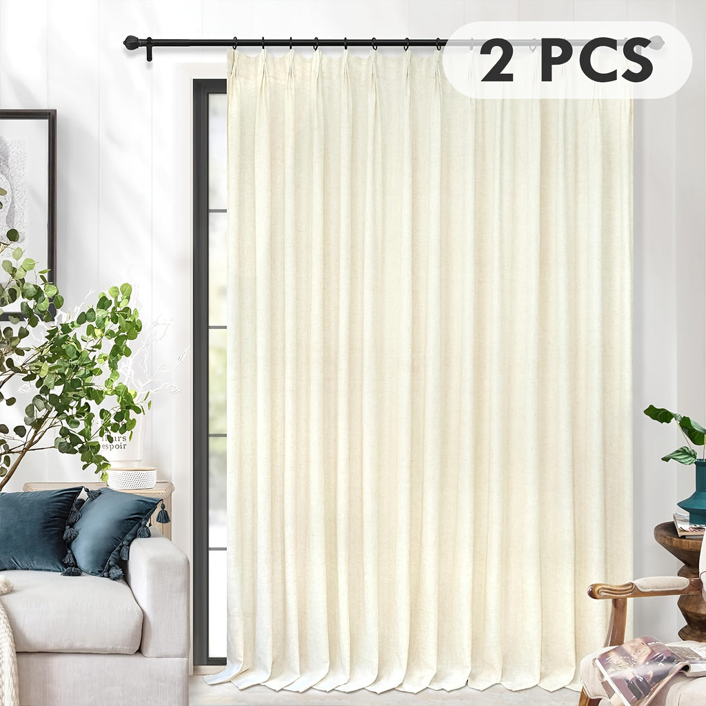 Pinch Pleated Textured Semi-Sheer Curtains – Farmhouse & Modern Rustic, Back Tab | Living Room & Bedroom | 2 Colors, 12 Sizes | Packs of 2 & 4 | Nuvia Haven