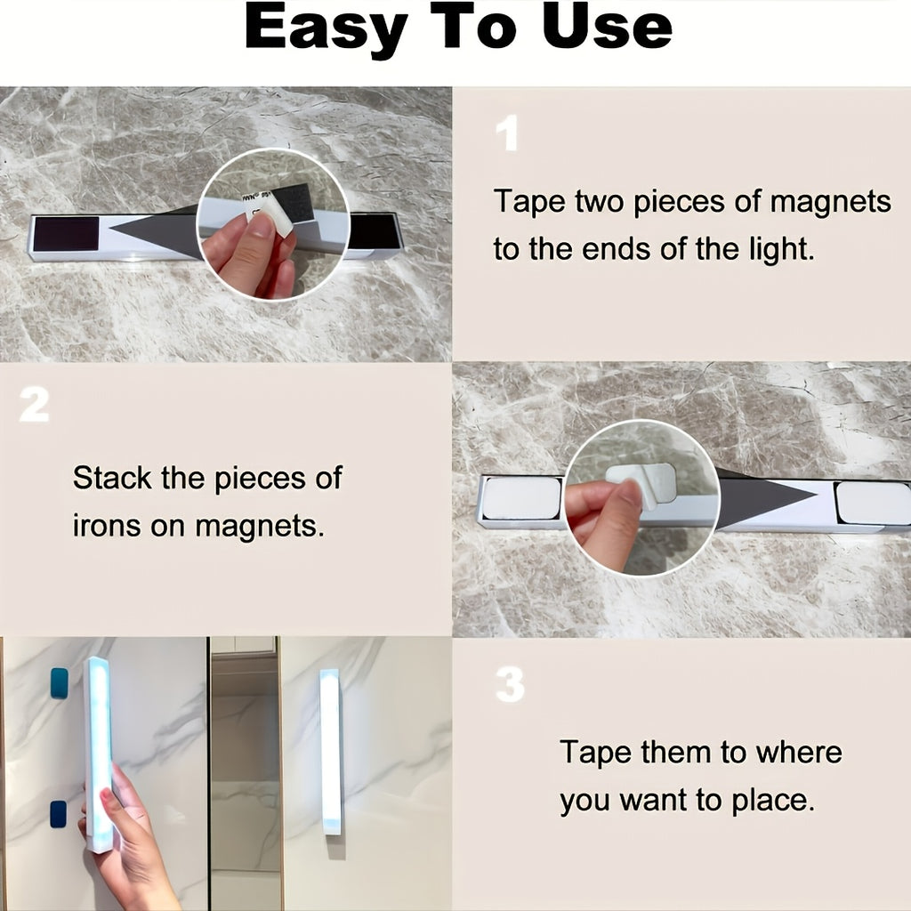 Motion Sensor Cabinet Lights USB Rechargeable Dimmable LED Indoor Lighting – 3 Adjustable Modes for Wardrobe, Kitchen, Bedroom & Office – 3 or 6 Pack