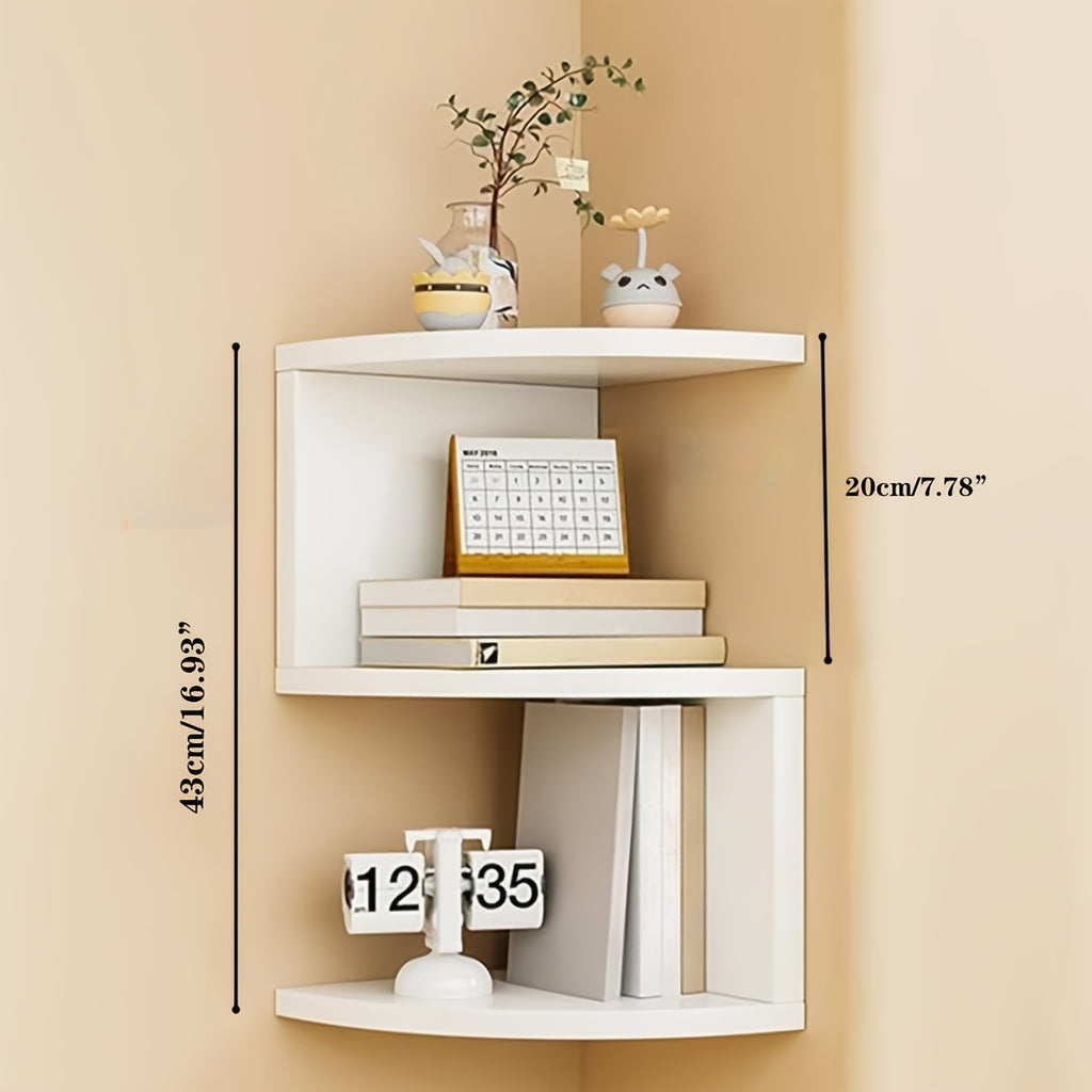 Floating Corner Wall Shelf 3 or 5-Tier, Wall Mounted Storage Rack for Living Room, Bedroom, Kitchen, Bathroom & Office, Easy Install Decorative Corner Shelves, White or Black, 1 or 2 Pieces
