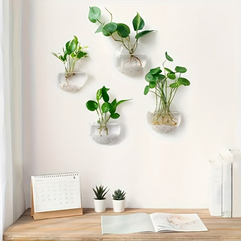 Clear Glass Wall Hanging Vases Propagation Station – 2 Pack Oval Borosilicate Glass Planters for Hydroponics, Air Plants & Flowers, Minimalist Home, Office & Bathroom Decor, Plant Lover Gift